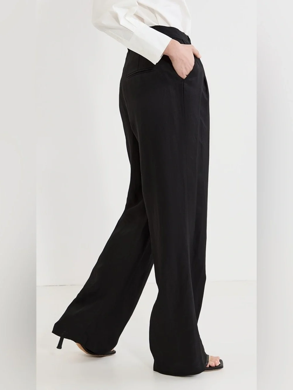 Anine Bing Carrie Linen Blend Ankle Pants Black Size 32 0 2